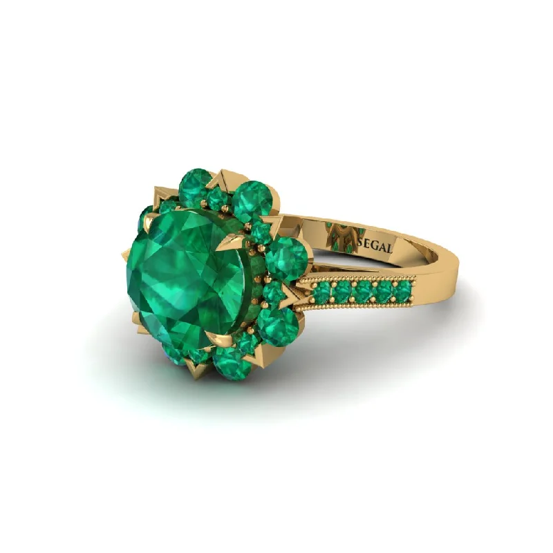 Emerald Halo Sunburst Engagement Ring - Winter No. 19