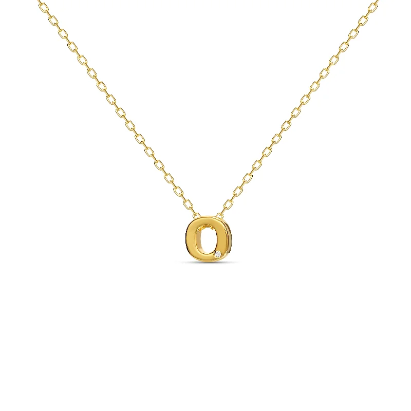 Diamond Letter Necklace "O" - 18 karat gold vermeil on sterling silver, diamond 0.01 carat