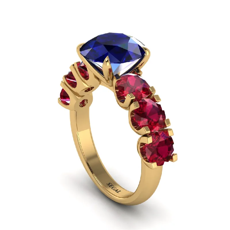 Round Cut Sapphire Cathedral Engagement Ring - Tatum No. 58