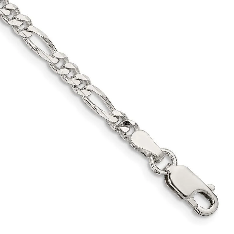 Sterling Silver 3.5mm Figaro Chain Bracelet