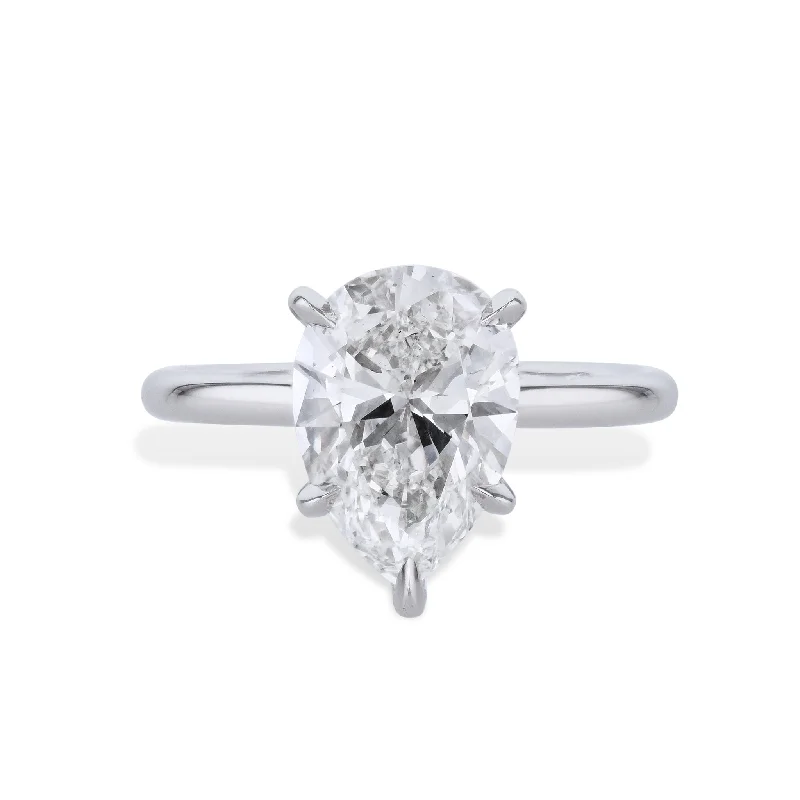 3.13ct Pear Shape Diamond Platinum Engagement Ring