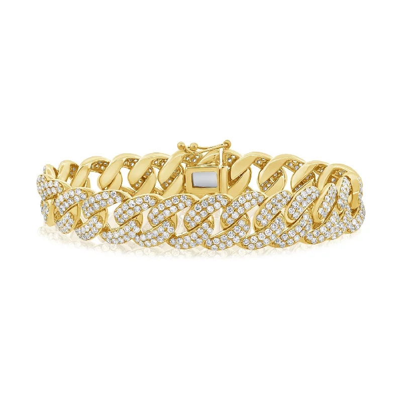 Luxurious 14K Gold Diamond Cuban Link Bracelet