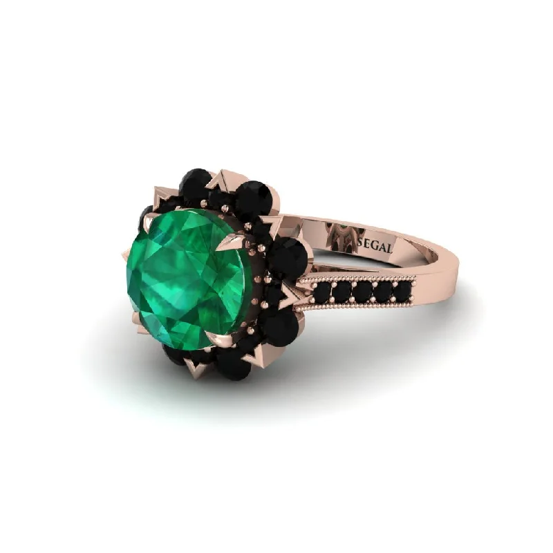 Emerald Halo Sunburst Engagement Ring - Winter No. 35