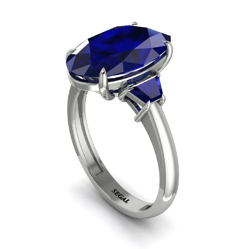 Oval-Cut Sapphire Three Stone Engagement Ring - Amari No. 75