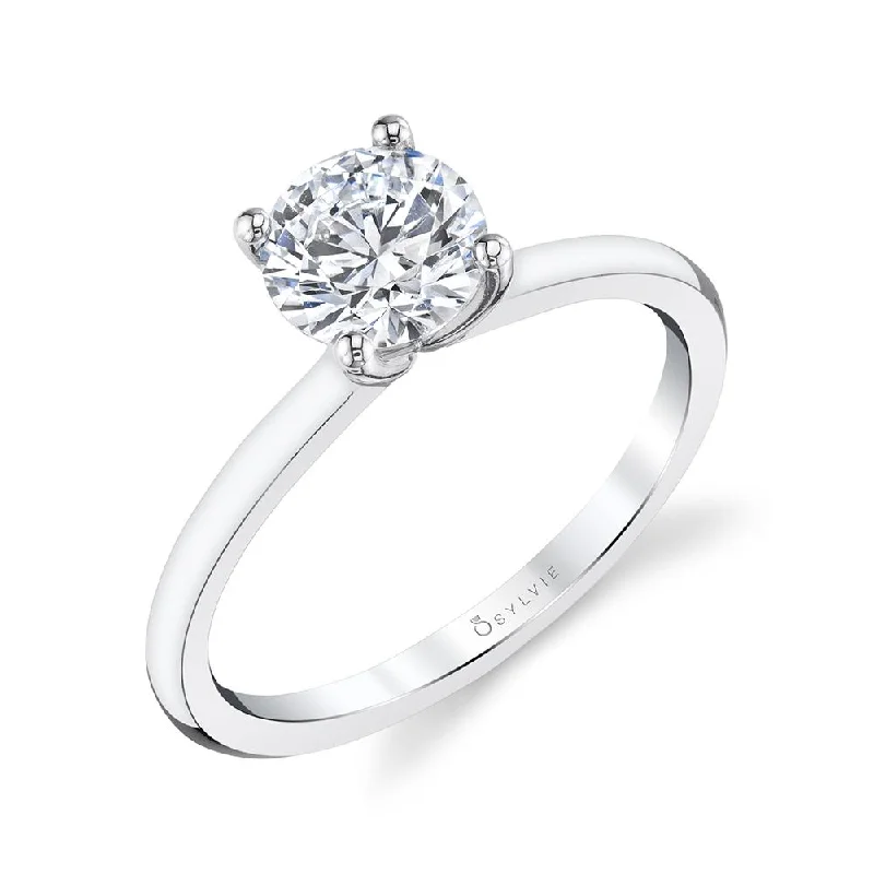 Sylvie Collection 14K White Gold Round Engagement Ring Setting