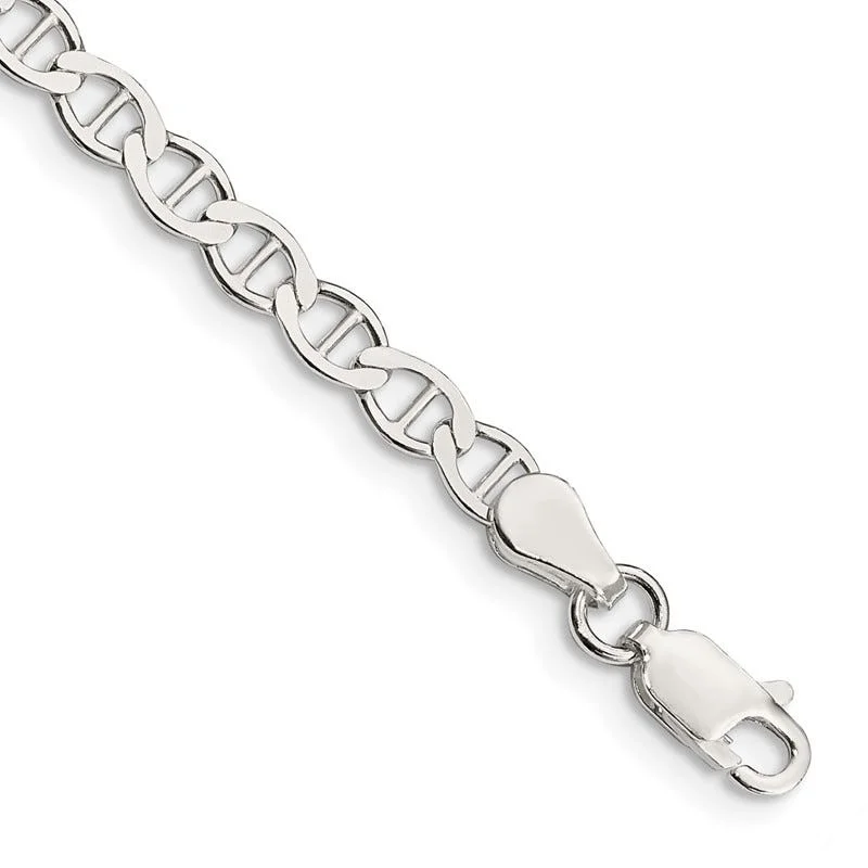 Sterling Silver 4mm Flat Anchor Chain Bracelet