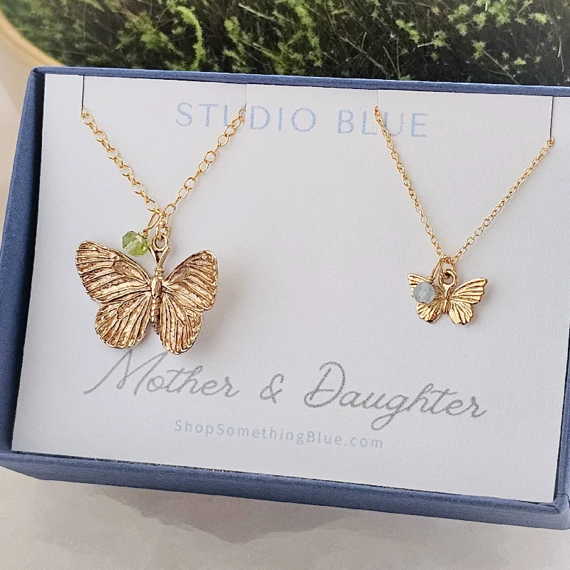 Mother & Daughter Butterfly Necklace Set