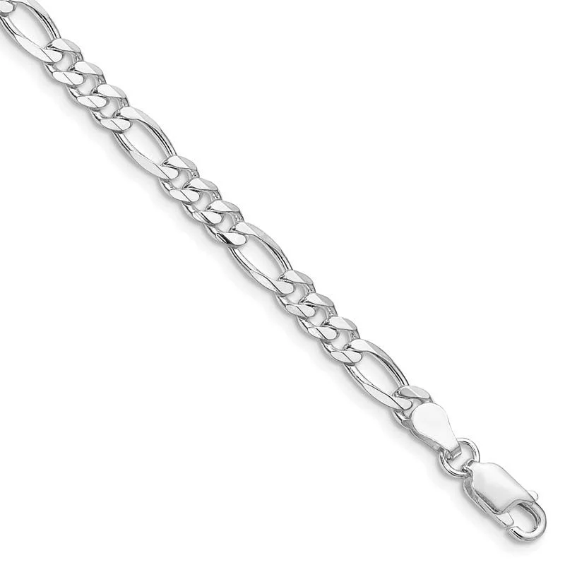 Sterling Silver Rhodium-plated 4.5mm Figaro Chain Bracelet