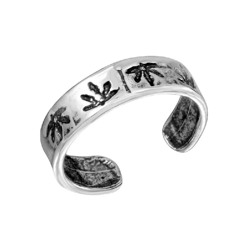 Silver 925 MJ Leaf Adjustable Toe Ring - TR170-A