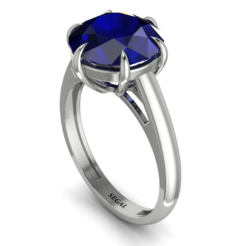 Round Cut Sapphire Solitaire Engagement Ring - Miranda No. 15