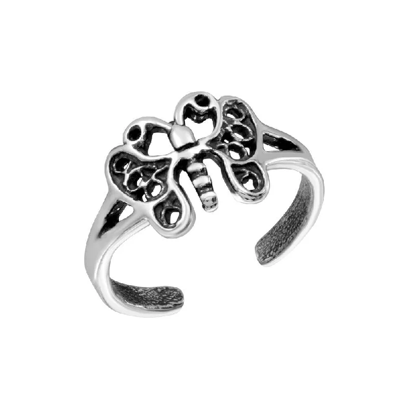 Silver 925 Butterfly Adjustable Toe Ring - TR246-A