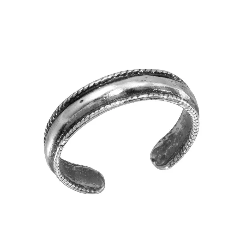 925 Sterling Silver Rope Border Design Adjustable Toe Ring - TR112-A