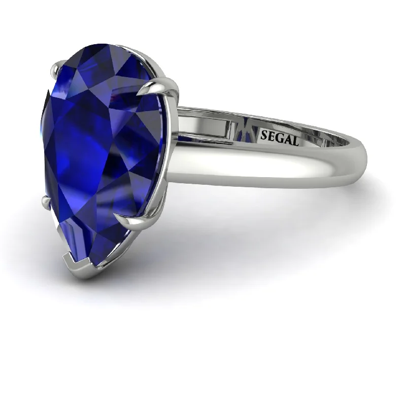 Pear Cut Sapphire Solitaire Engagement Ring - Elle No. 15