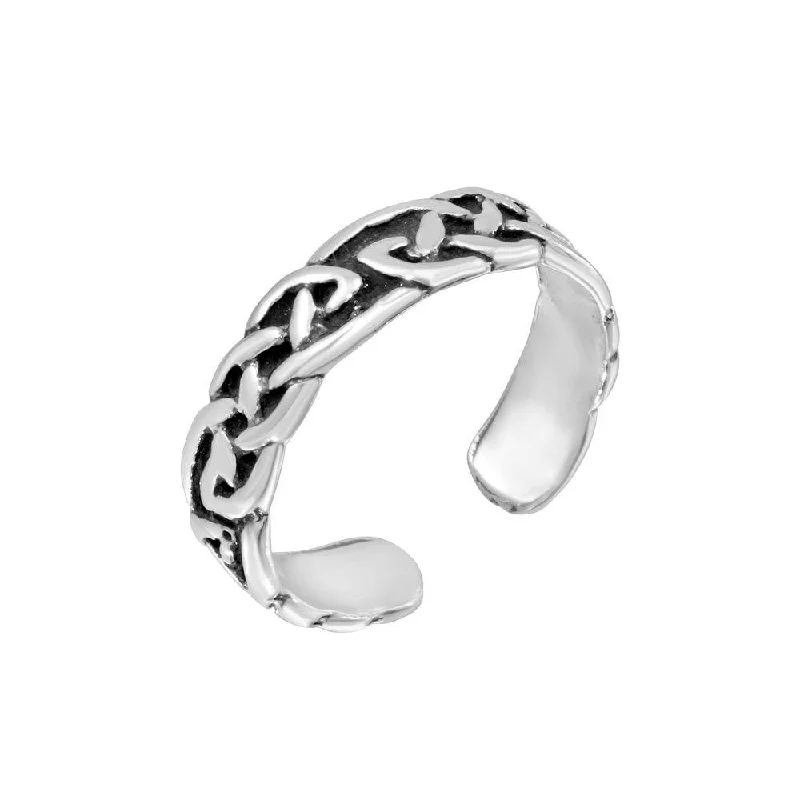 Silver 925 Celtic Knot Weave Adjustable Toe Ring - TR193-A