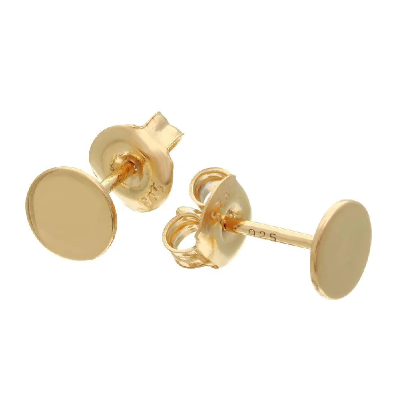 Silver 925 Gold Plated Disc Stud Earrings - GME00077GP