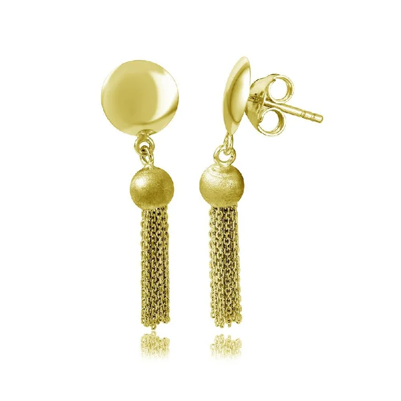 Gold Plated 925 Sterling Silver Hanging Bead with Multi Strands Earrings - DIE00003GP