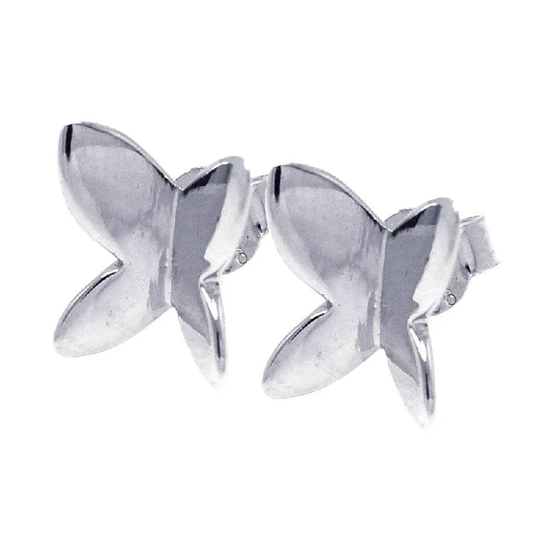 Silver 925 Rhodium Plated Butterfly Stud Earrings - STE00751