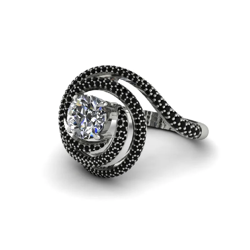 Diamond Double Halo Swirling Engagement Ring - Serena No. 33