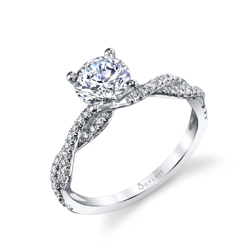 Sylvie Collection 14K Round Engagement Ring Setting With Twist Band