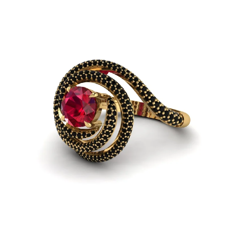 Ruby Double Halo Swirling Engagement Ring - Serena No. 40