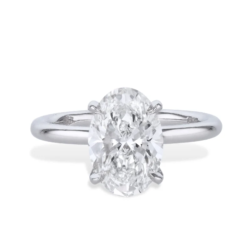 3.01ct Oval Shape Diamond Platinum Engagement Ring