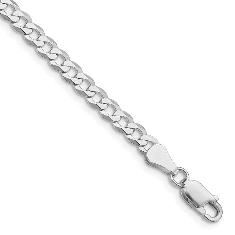 Sterling Silver Rhodium-plated 4.5mm Flat Curb Chain Bracelet