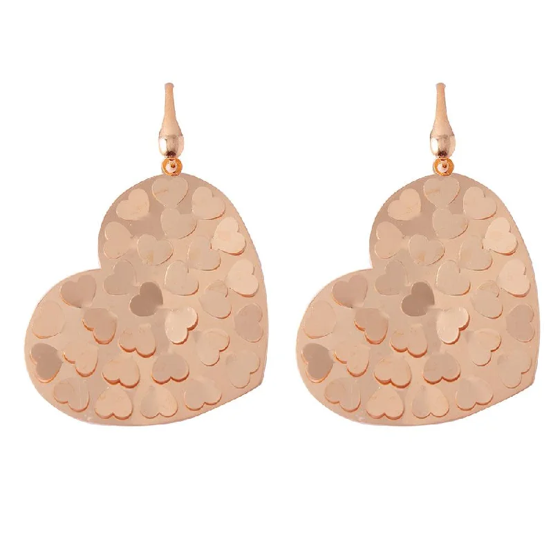 Silver 925 Rose Gold Plated Heart Earrings - ECE00015R