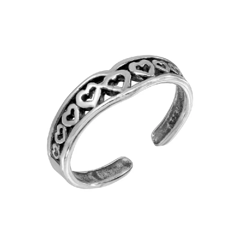 Silver 925 Multi Heart Adjustable Toe Ring - TR221-A