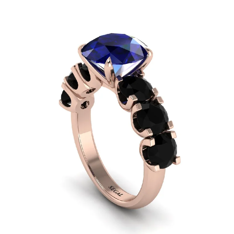 Round Cut Sapphire Cathedral Engagement Ring - Tatum No. 44