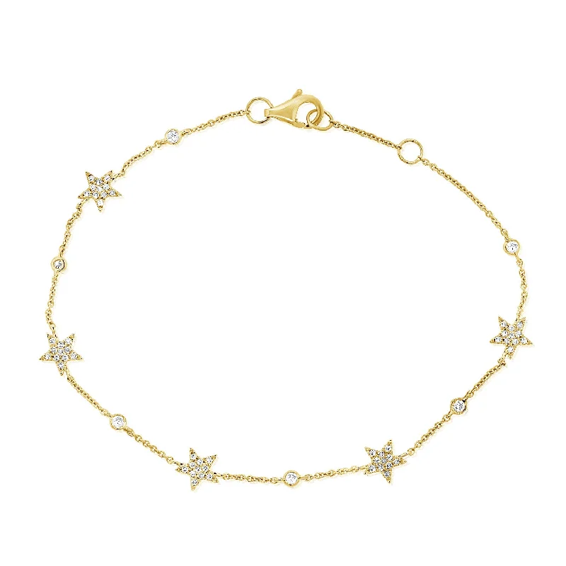 14K Gold Star Bracelet with Diamonds