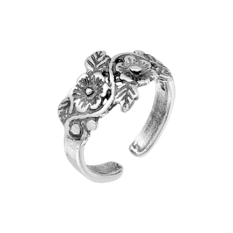 Silver 925 Multi Flower Adjustable Toe Ring - TR178-A