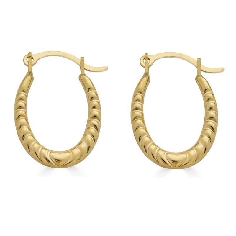 14E00364 - 14 Karat Yellow Gold Rope Design Latch Back Hoop Earring