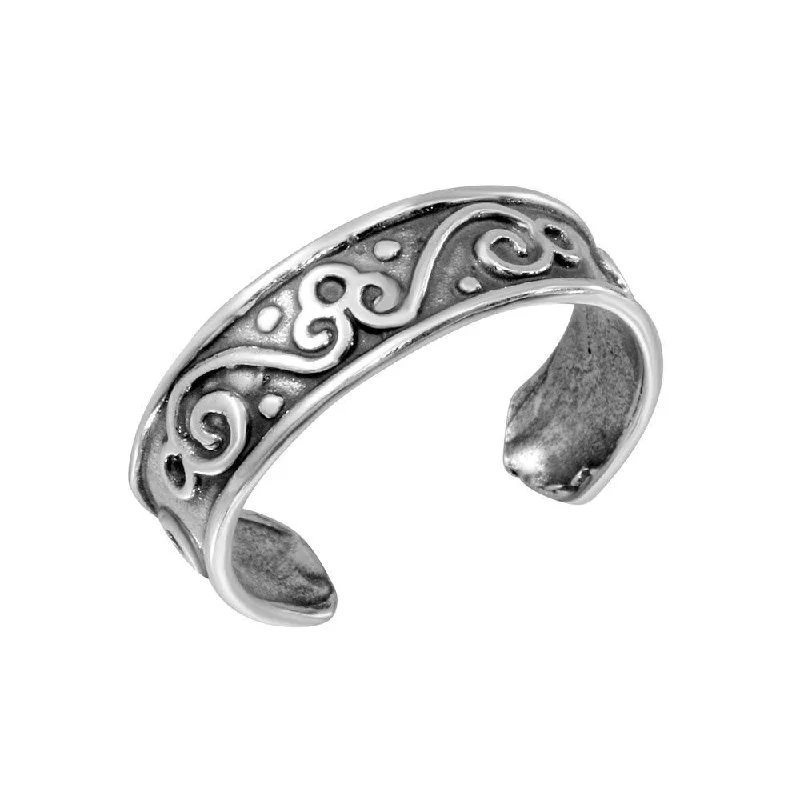 925 Sterling Silver Calligraphy Curve Design Toe Ring - TR176-A