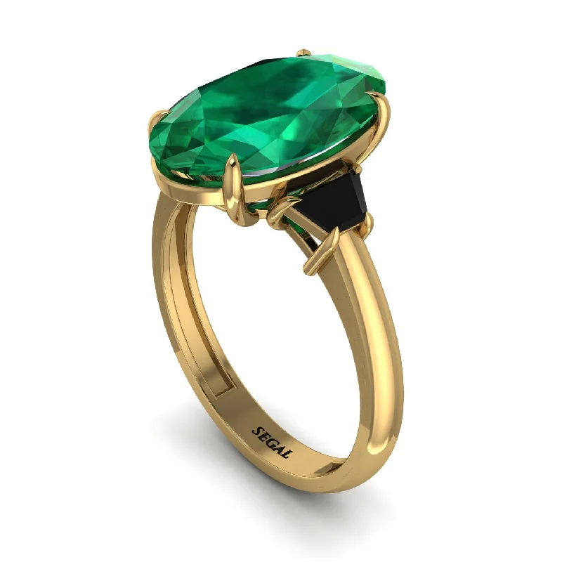 Oval-Cut Emerald Three Stone Engagement Ring - Amari No. 34