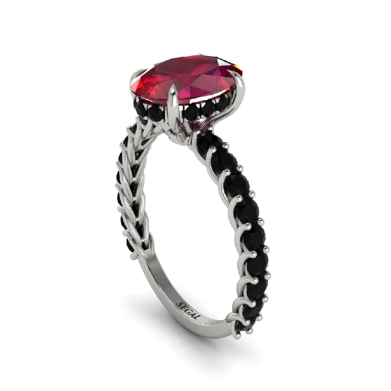 Oval-Cut Halo Ruby Timeless Elegance Engagement Ring - Kelsey No. 42