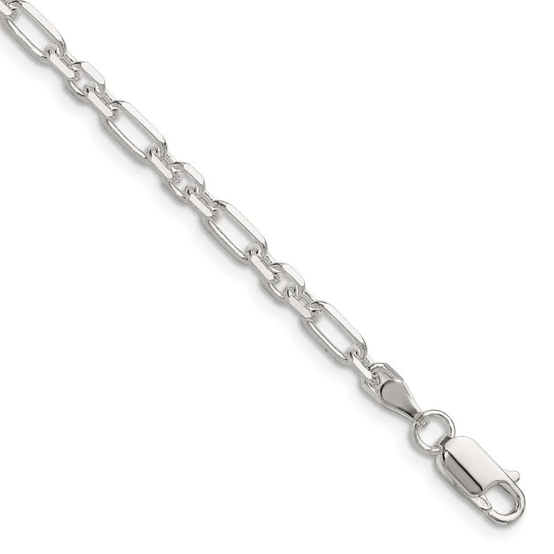 Sterling Silver D/C 4mm 3 Short Plus 1 Long Cable Link Chain Bracelet