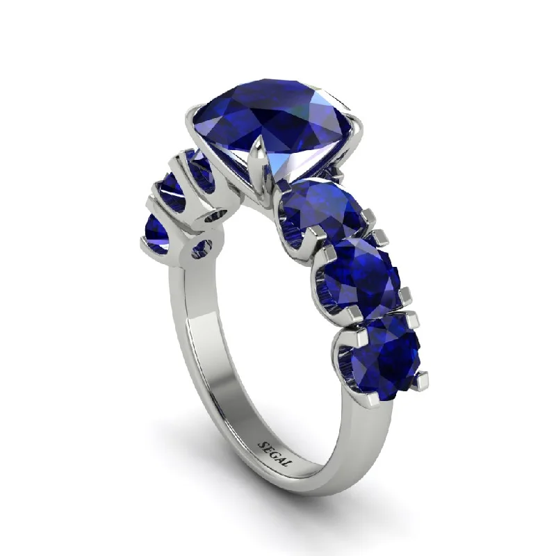 Round Cut Sapphire Cathedral Engagement Ring - Tatum No. 75