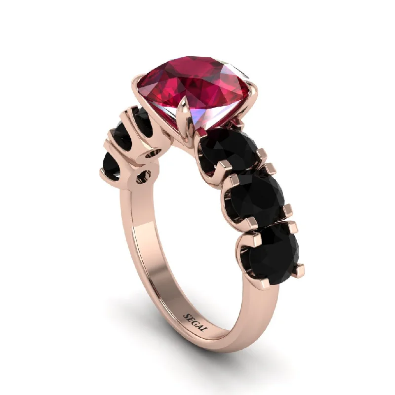 Round Cut Ruby Cathedral Engagement Ring - Tatum No. 41