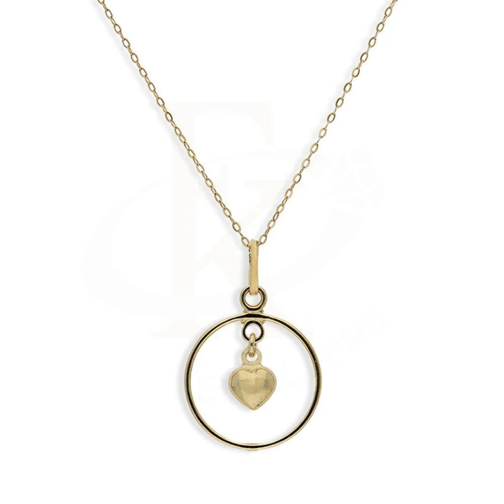 Gold Necklace (Chain with Heart In Ring Shaped Pendant) 18KT - FKJNKL18K2255