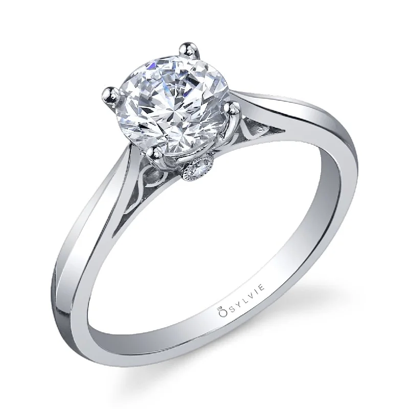 Sylvie Collection 14K White Gold Round Engagement Ring Setting