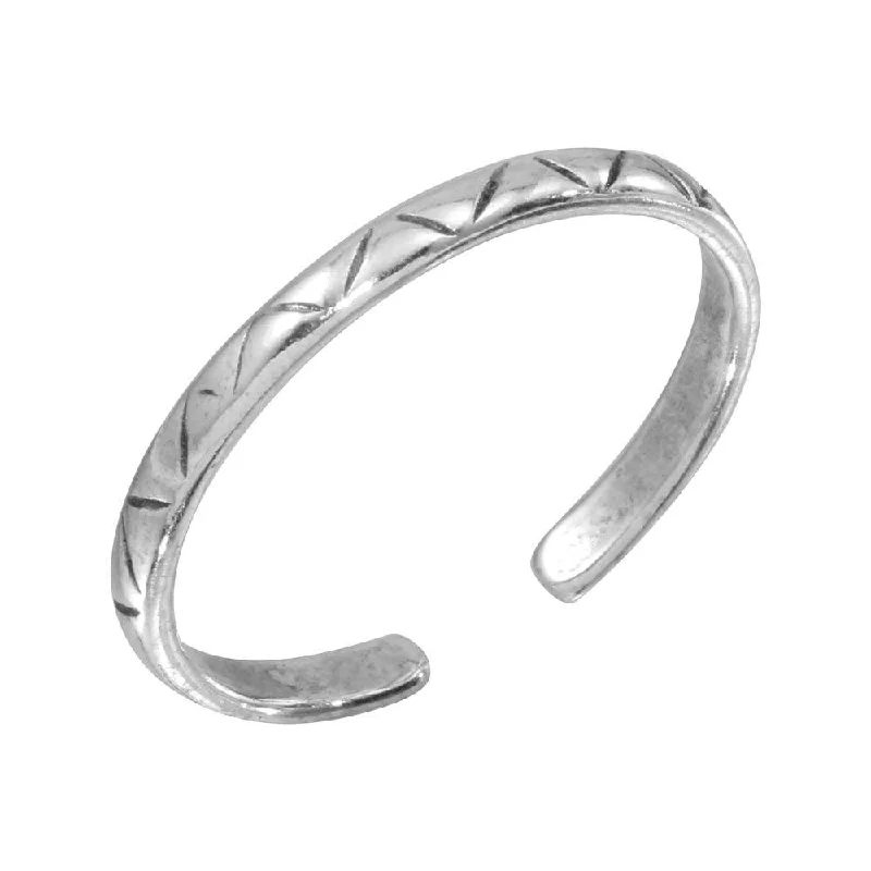 Silver 925 Triangle Pattern Adjustable Toe Ring - TR139-A