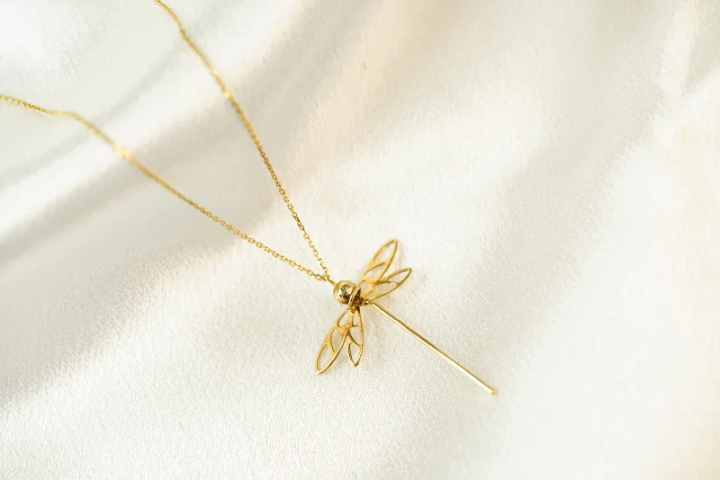 14k Dragonfly Necklace