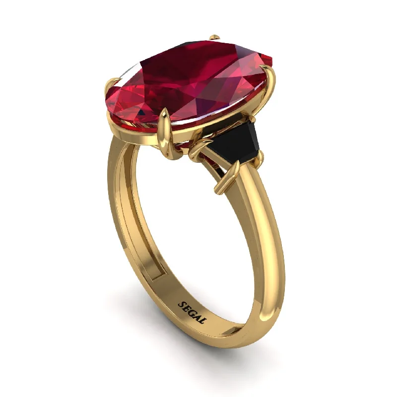 Oval-Cut Ruby Three Stone Engagement Ring - Amari No. 40