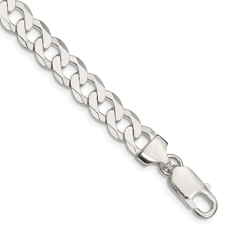 Sterling Silver 8mm Flat Curb Chain Bracelet