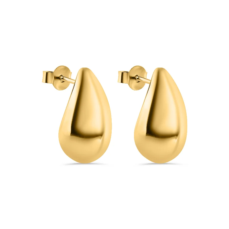 Gold Plated 925 Sterling Silver Pear Shaped 9.6mm x 19.7mm Stud Earring - ARE00043GP