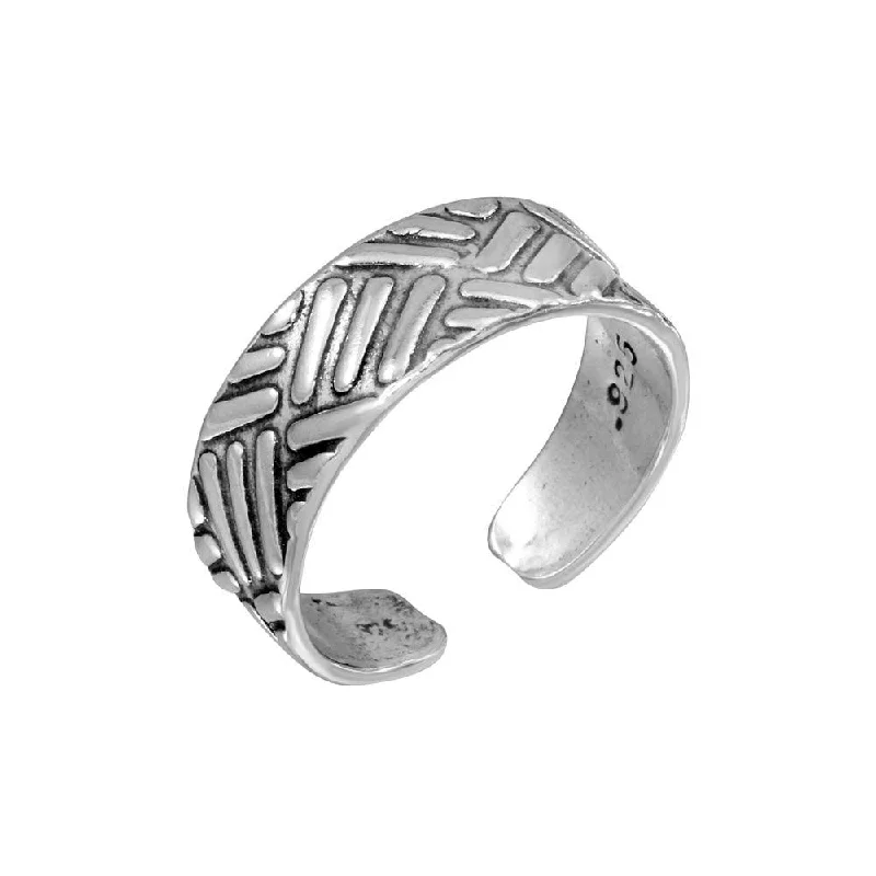 Silver 925 Basket Weave Pattern Adjustable Toe Ring - TR263-A