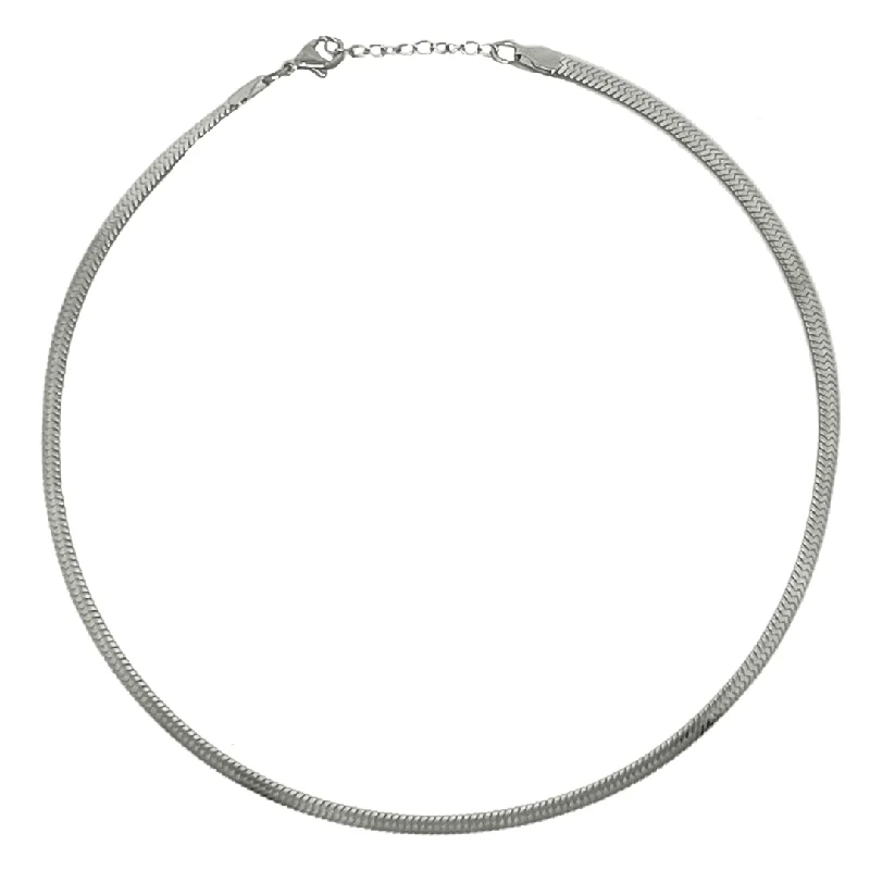 Evelyn Silver Herringbone  Necklace