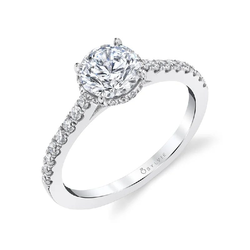 Sylvie Collection 14K White Gold Round Engagement Ring Setting