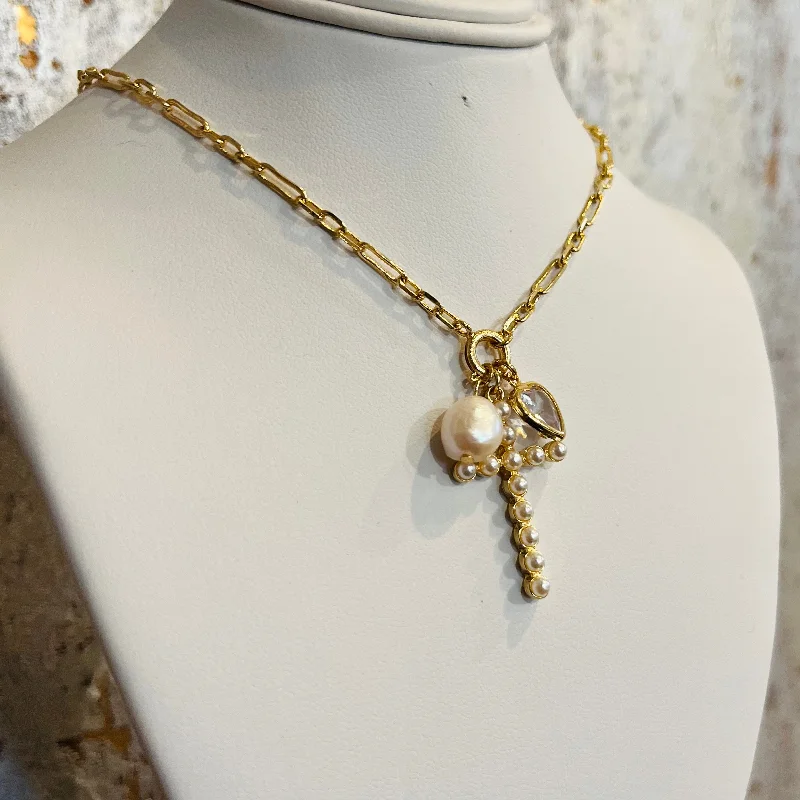 Trinity Gold Cross Charm Necklace