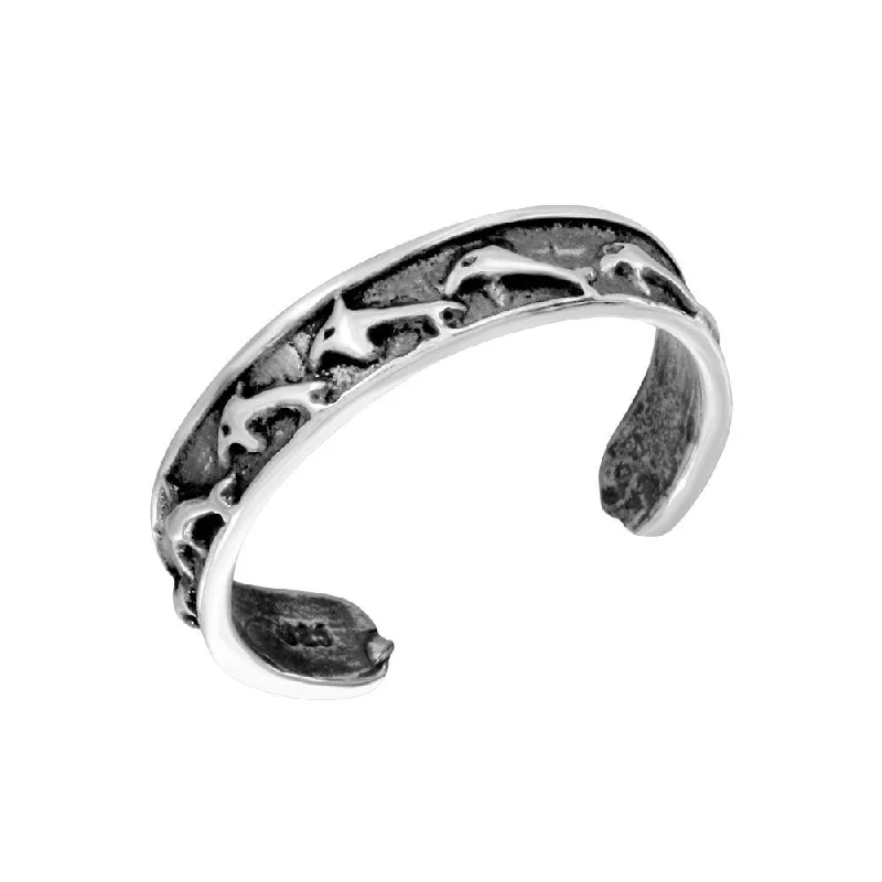 Silver 925 Dolphin Adjustable Toe Ring - TR180-A